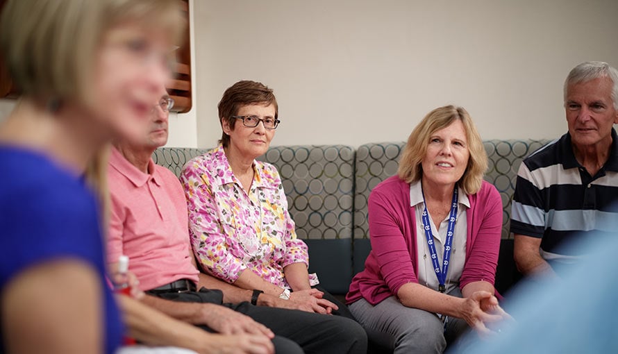 Patients participating in a support group