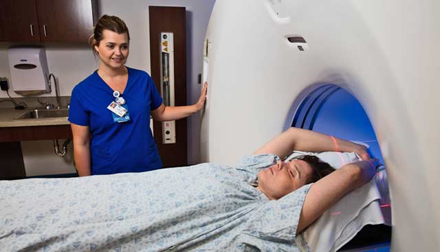 patient undergoing PET scan