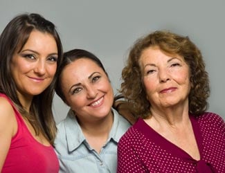 three generations of female members of family