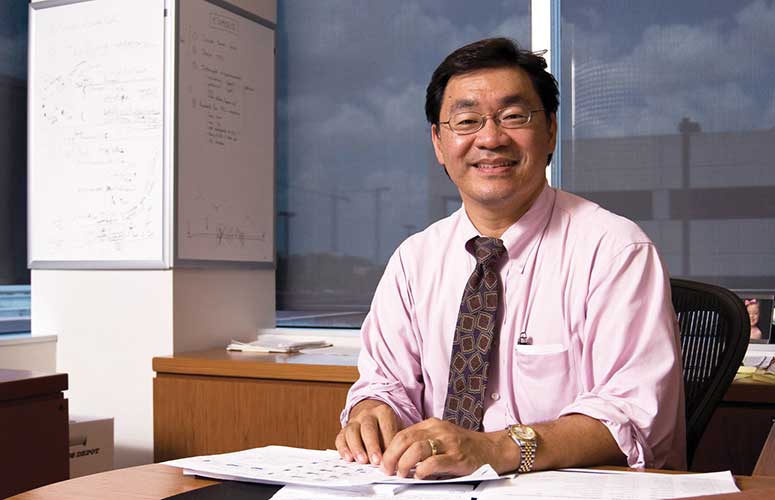Hwu in his office at MD Anderson Cancer Center