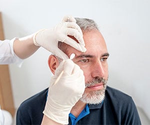 Male getting his skin checked for skin cancer