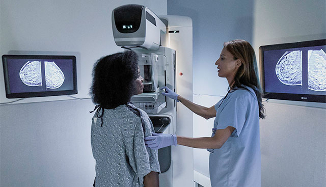 Woman getting a mammogram at Moffitt
