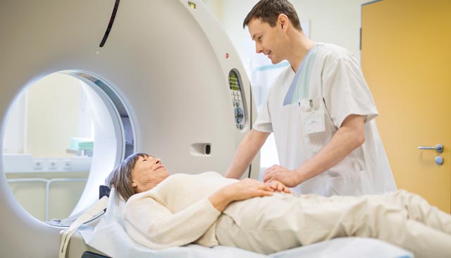 A woman getting a MRI