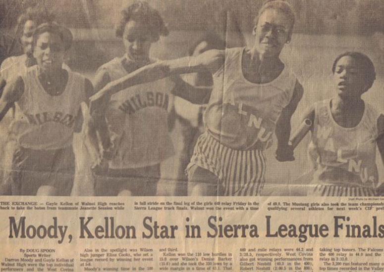 California newspaper clipping shows Christensen's success as a young runner.