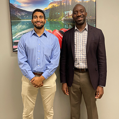 Gabe Jones, left, wants to pursue a career in orthopedic surgery and has shadowed his mentor, Dr. Odion Binitie, this summer.