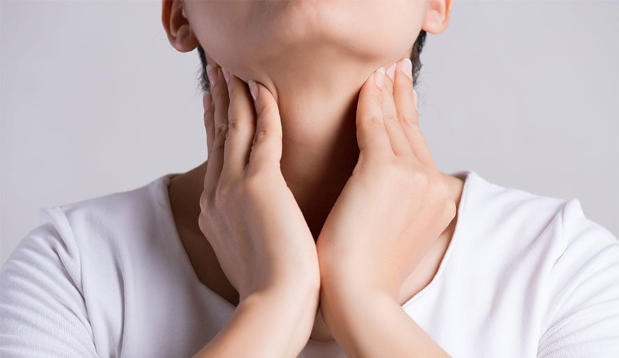 Female feeling lymph nodes in throat