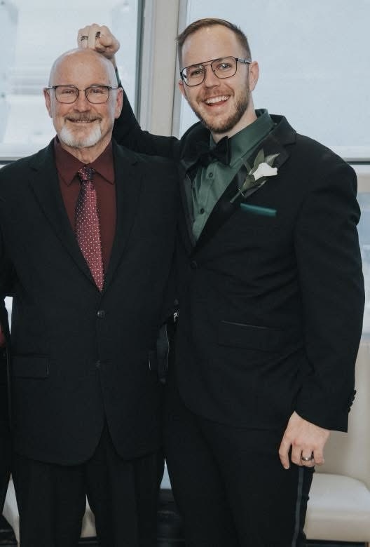 Rob and his dad on his wedding day