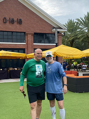Tampa restaurant owner and Moffitt Foundation board member Richard Gonzmart (left) and friend during Richard's Father's Day Walk/Jog