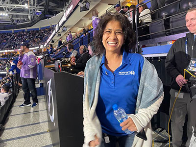 Nellie Singh was one of the Moffitt patients honored at the 2022 Hockey Fights Cancer Night at the Tampa Bay Lightning game.