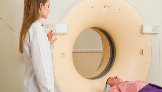 A patient about to receive image guided radiation therapy