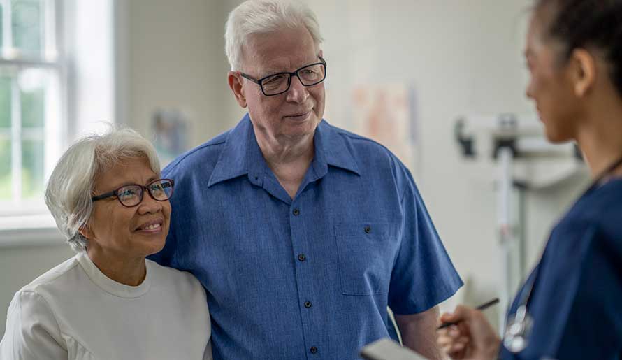 Couple at appointment for skin cancer metastasis