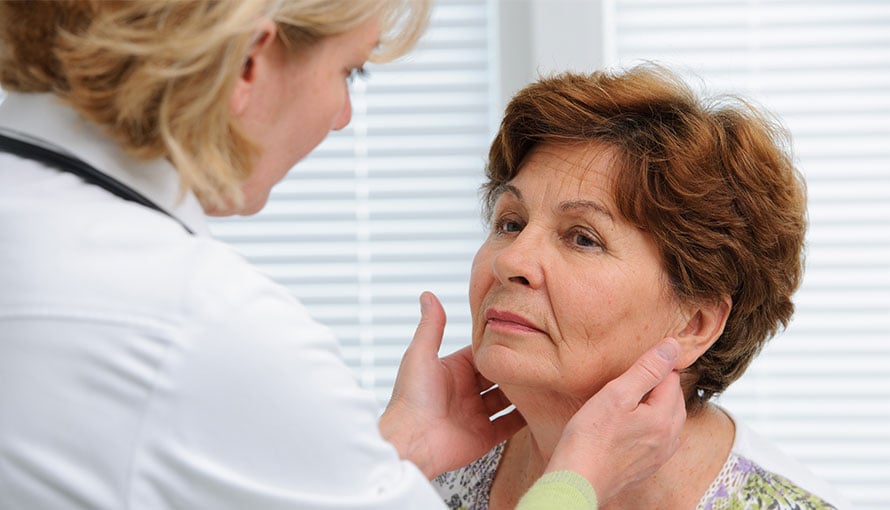 Patient getting lymph nodes checked