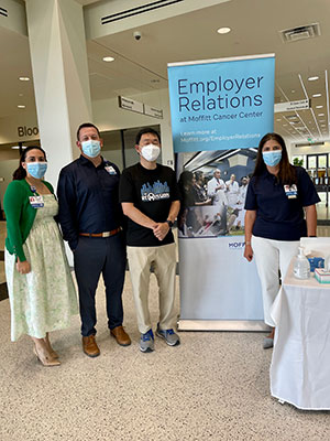 Moffitt's CEO Dr. Patrick Hwu visits the Employer Relations team during the Moffitt Connect Day Event.