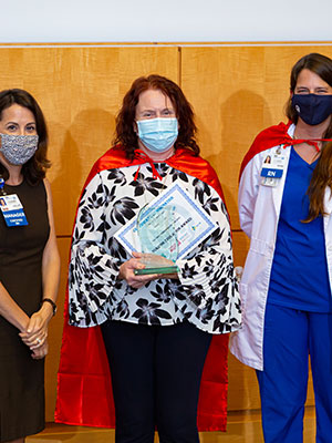 Valerie Burke, RN, 2021 Excellence in Nursing Education Award Winner pictured with Moffitt Nurses