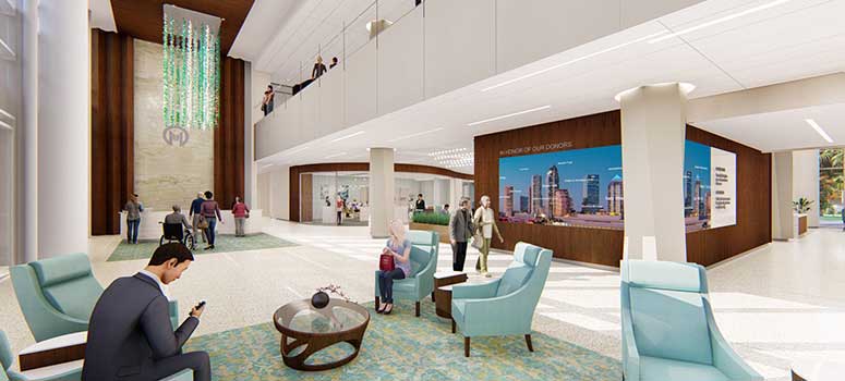 To help ease the stresses of wayfinding, Moffitt McKinley Hospital will feature identifiable Florida-themed imagery and offers a spalike atmosphere.