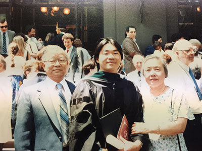 Dr. Patrick Hwu’s parents stressed science and research, coupled with compassion and work ethic. L-R: Mark, Patrick and Margaret Hwu.