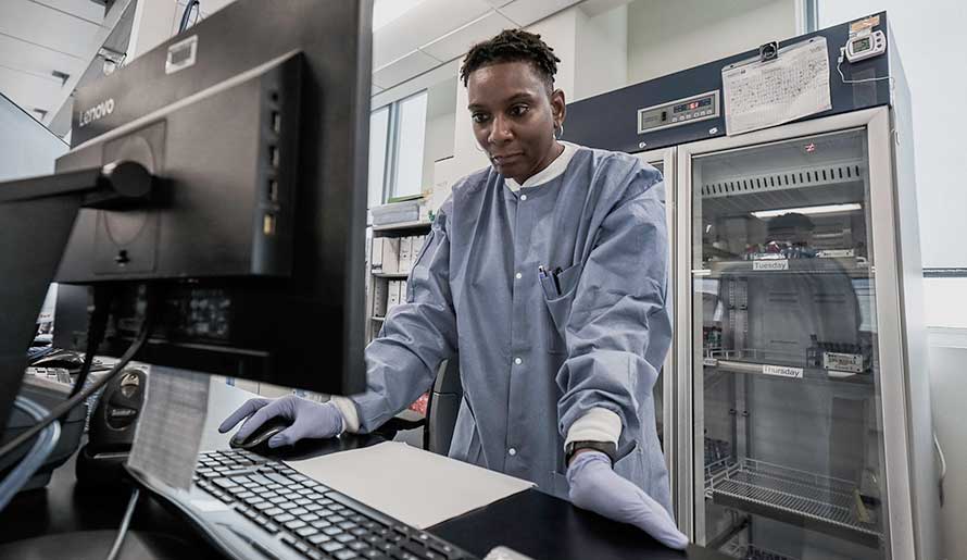 Researcher in the clinical trials lab