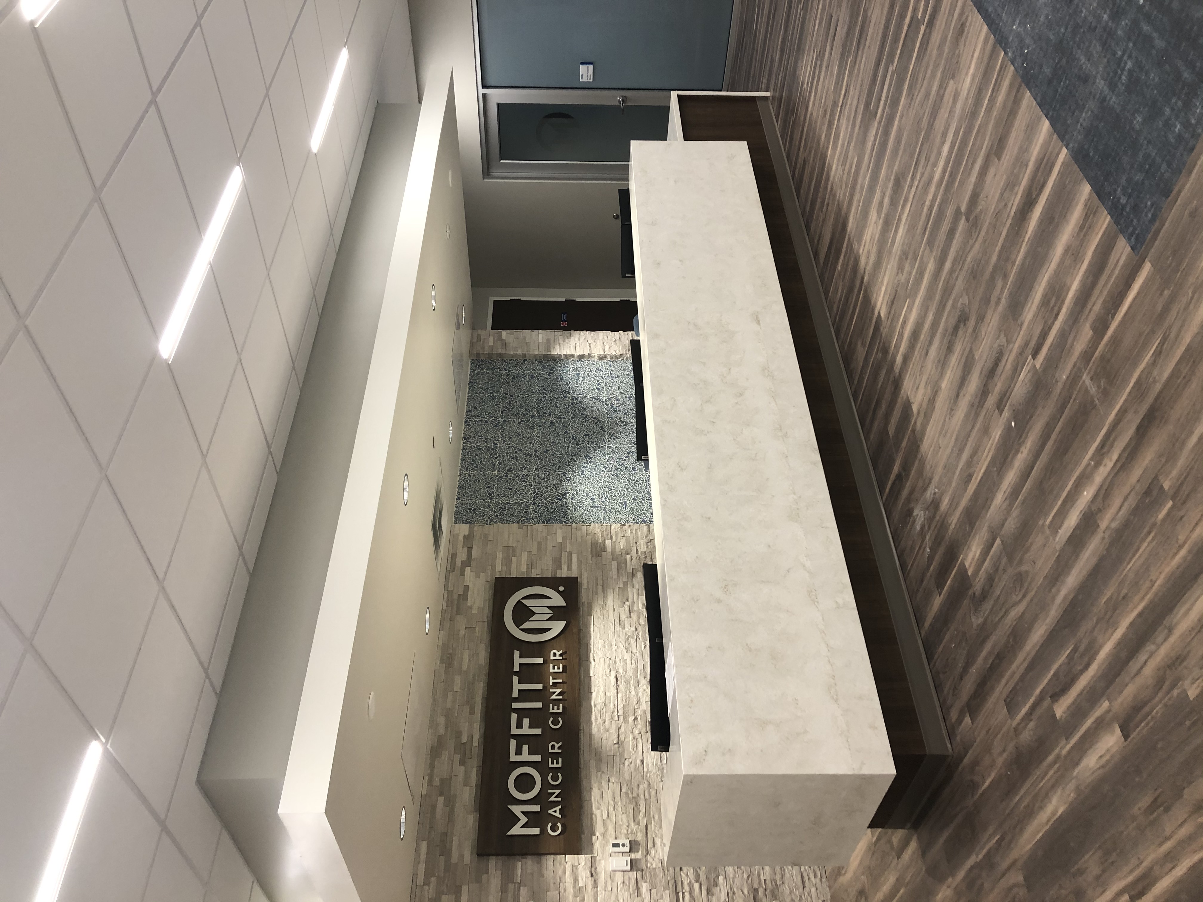 Photo of first floor reception area of Moffitt Cancer Center at Wesley Chapel