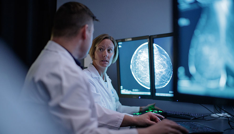 Moffitt radiologist Bethany Niel studies breast scan.