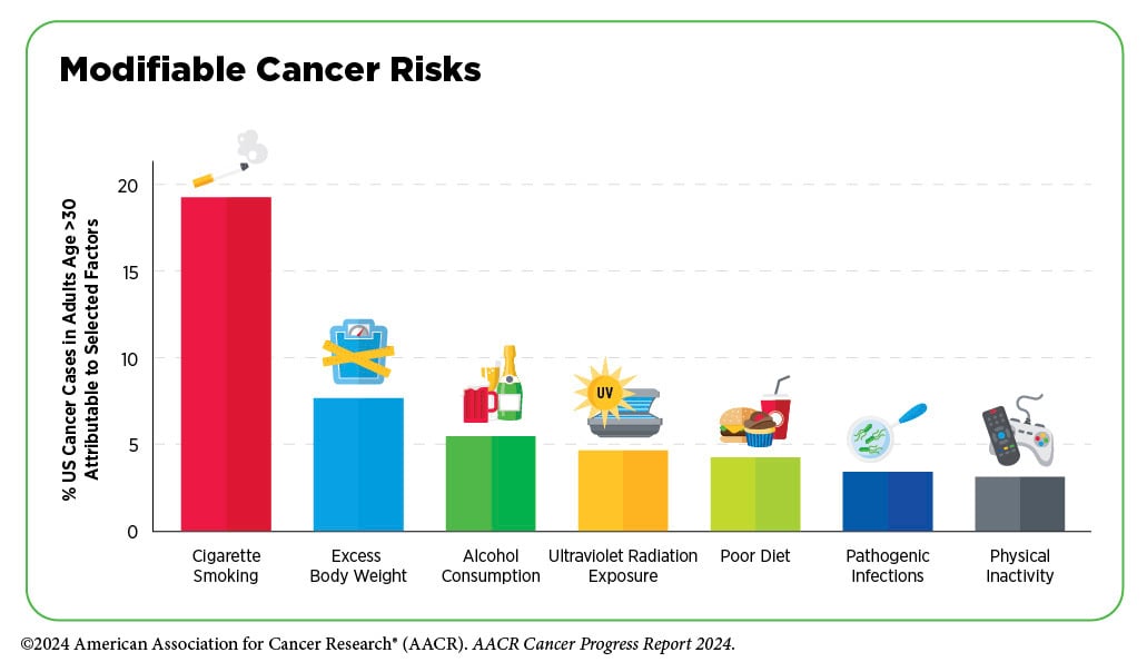 bar chart showing modifiable cancer risk factors