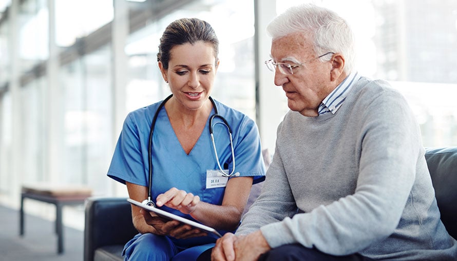 Patient discussing liver cancer treatment