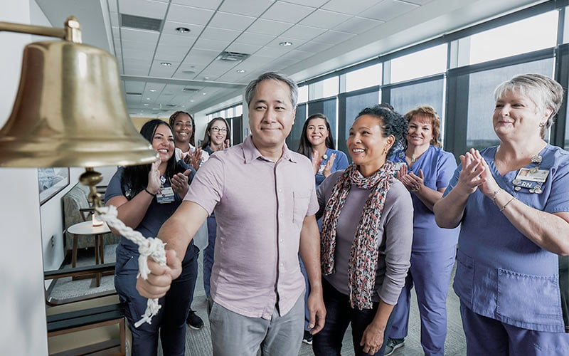 Patient ringing bell after chemo treatment 