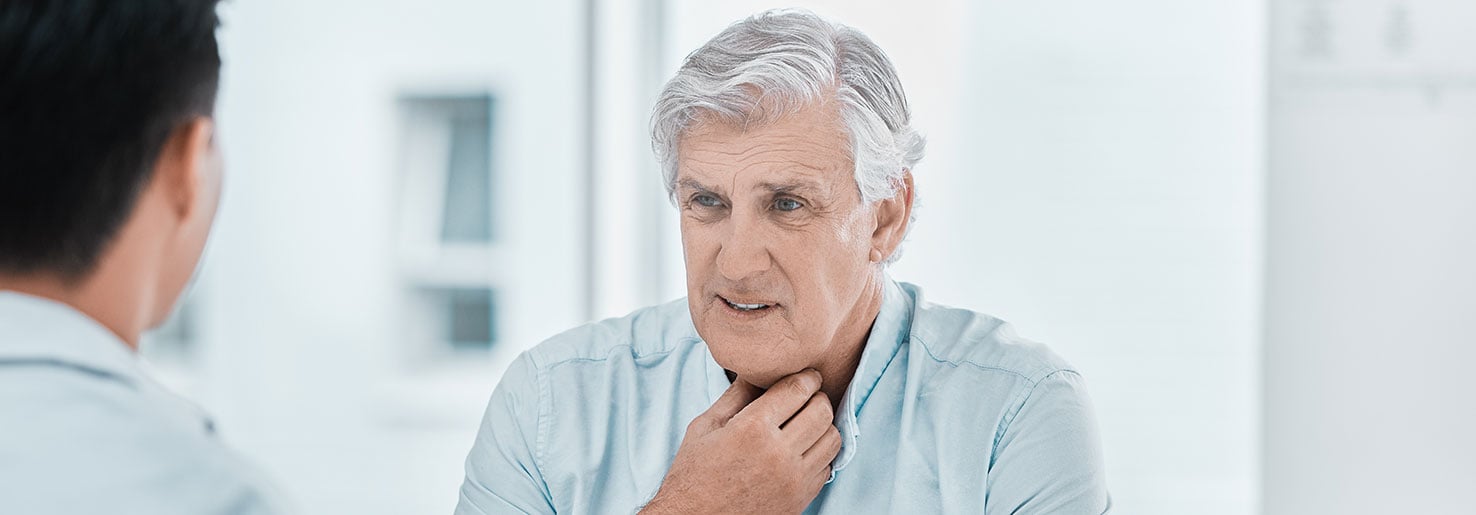 Male patient with throat cancer symptoms