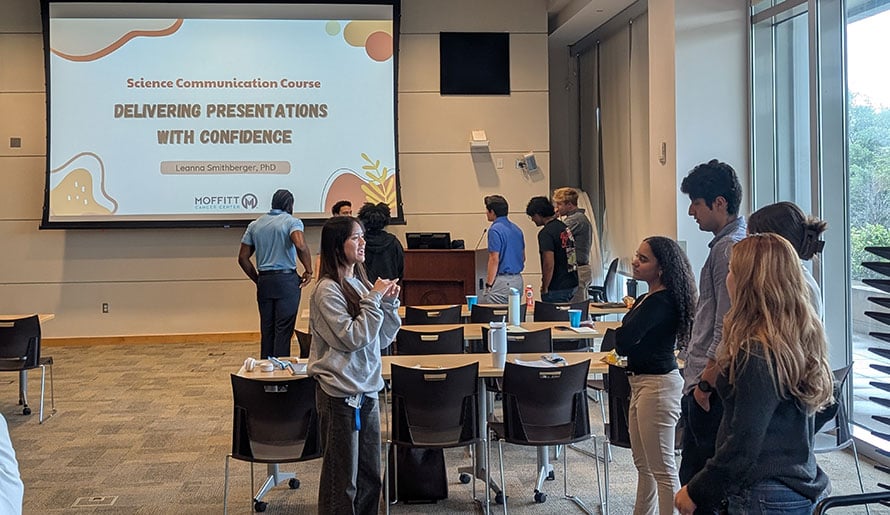 SPARK interns watching presentation